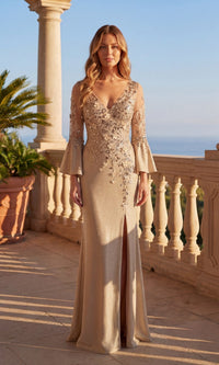 Champagne Chicas Long Mother of the Bride Dress C357