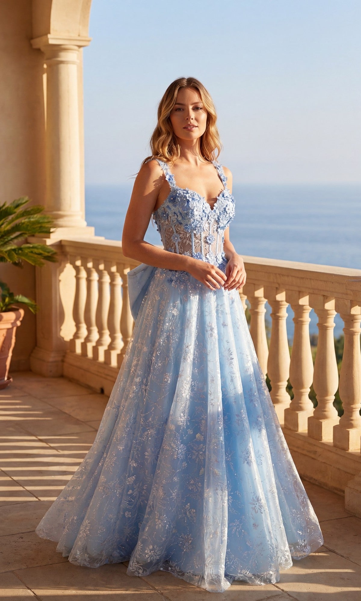 Bahama Blue Chicas Long Formal Dress C370