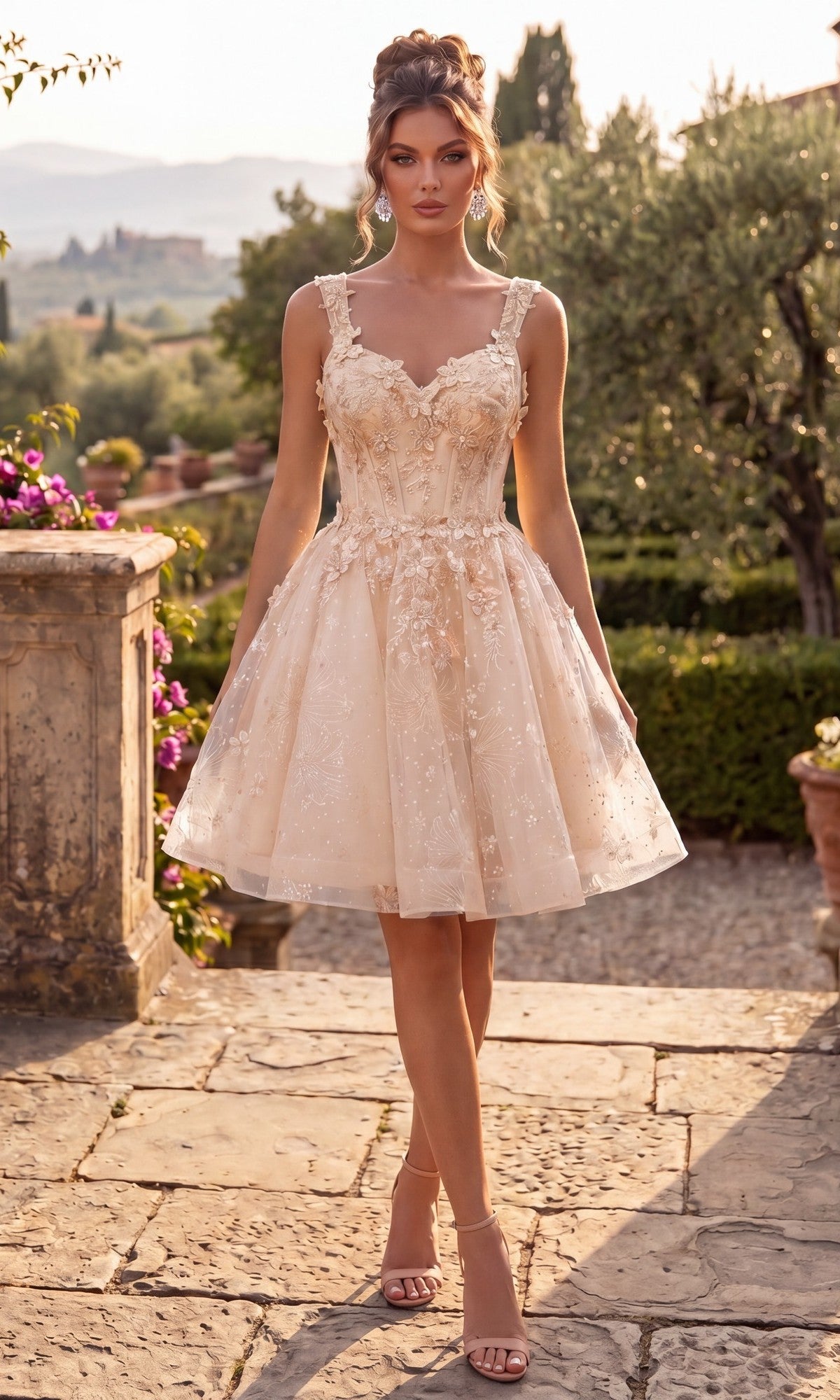 Champagne Chicas Short Cocktail Dress C372