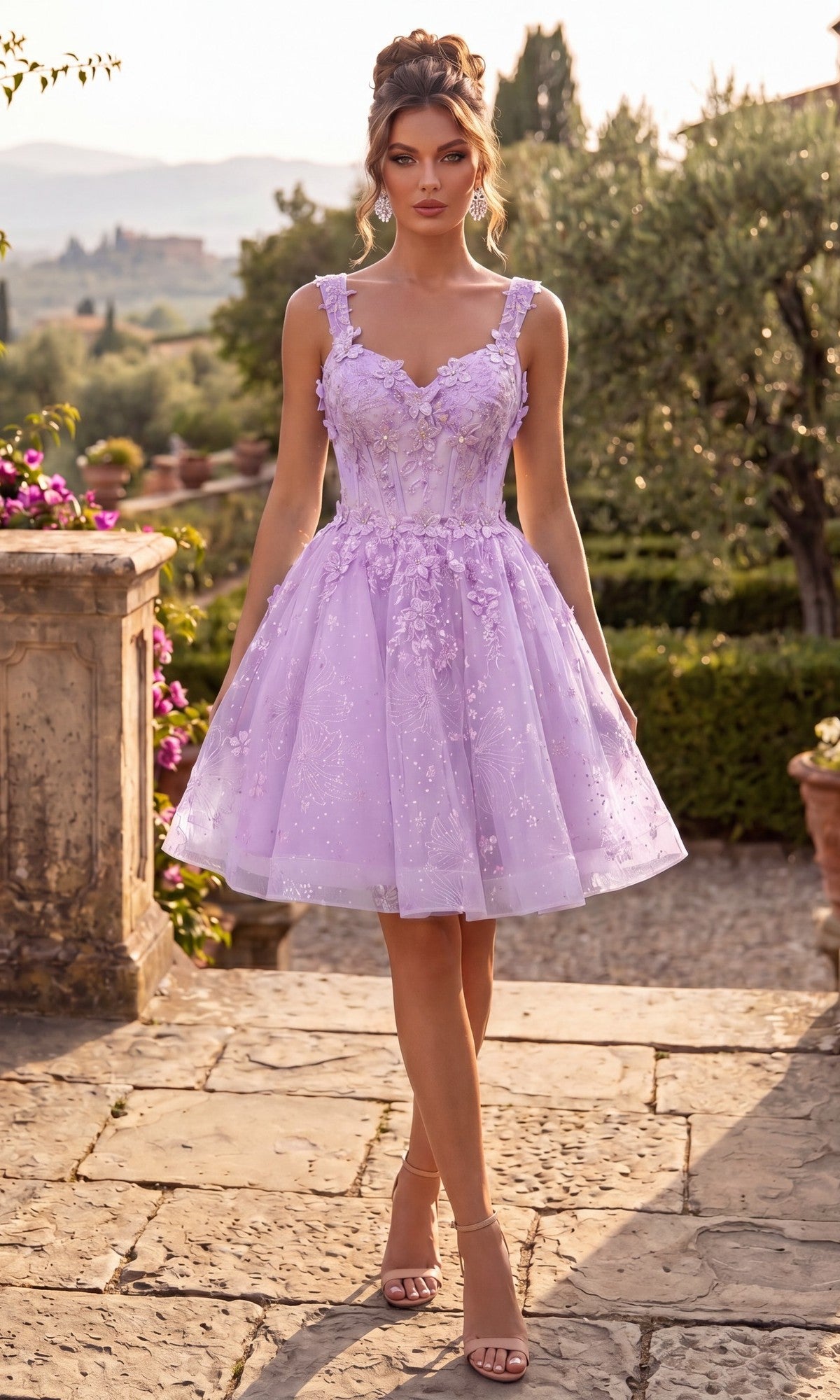 Lavender Chicas Short Cocktail Dress C372