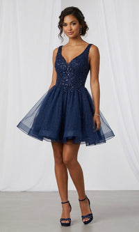 Navy Chicas Short Semi-Formal Dress C376