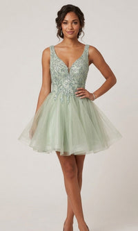 Sage Chicas Short Semi-Formal Dress C376