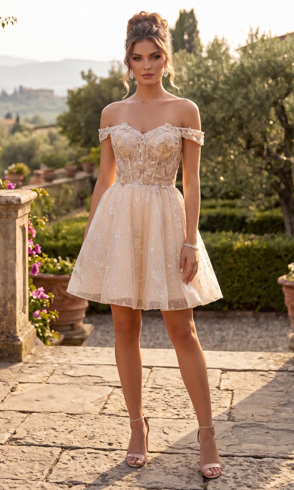 Champagne Chicas Short Cocktail Dress C377