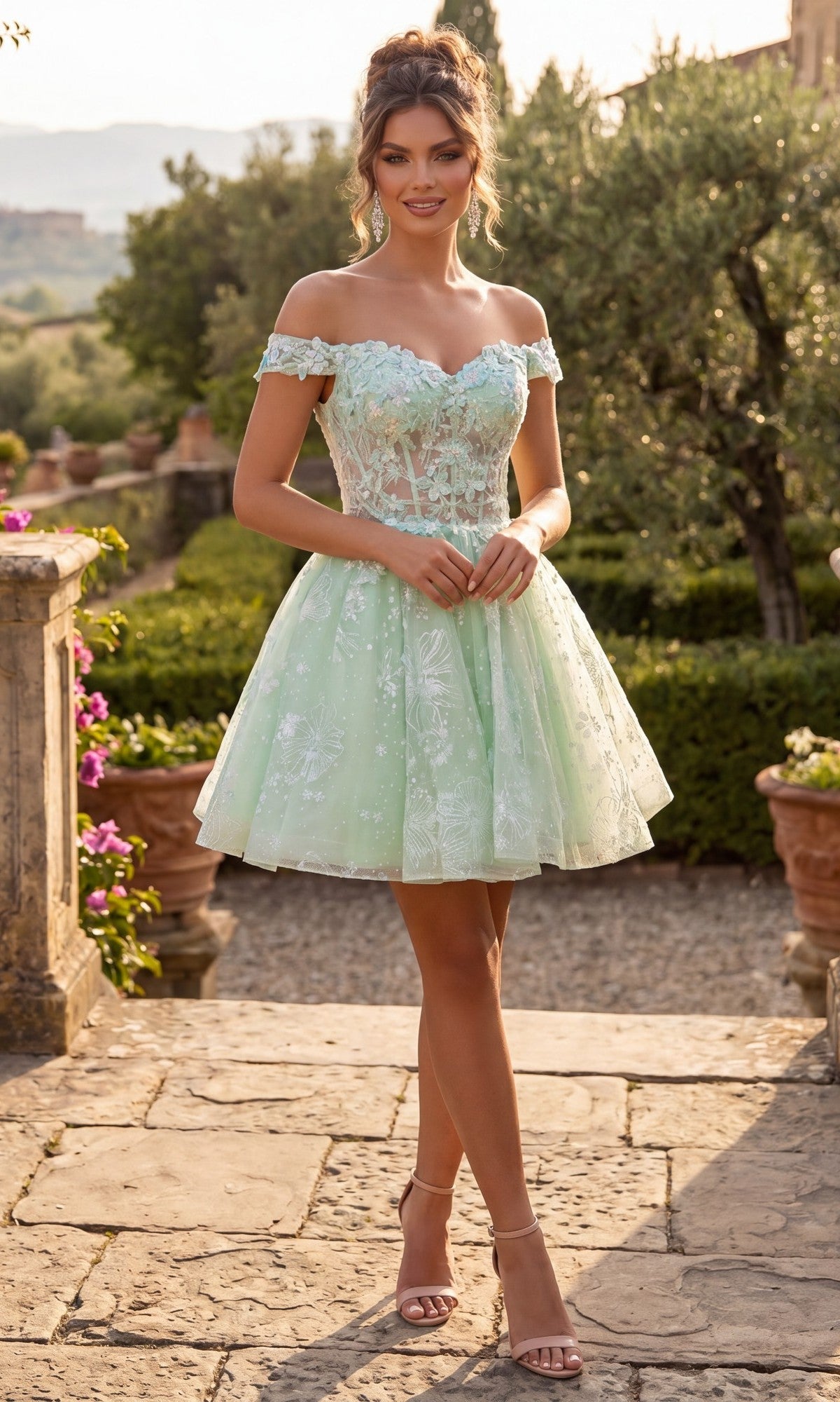 Sage Chicas Short Cocktail Dress C377