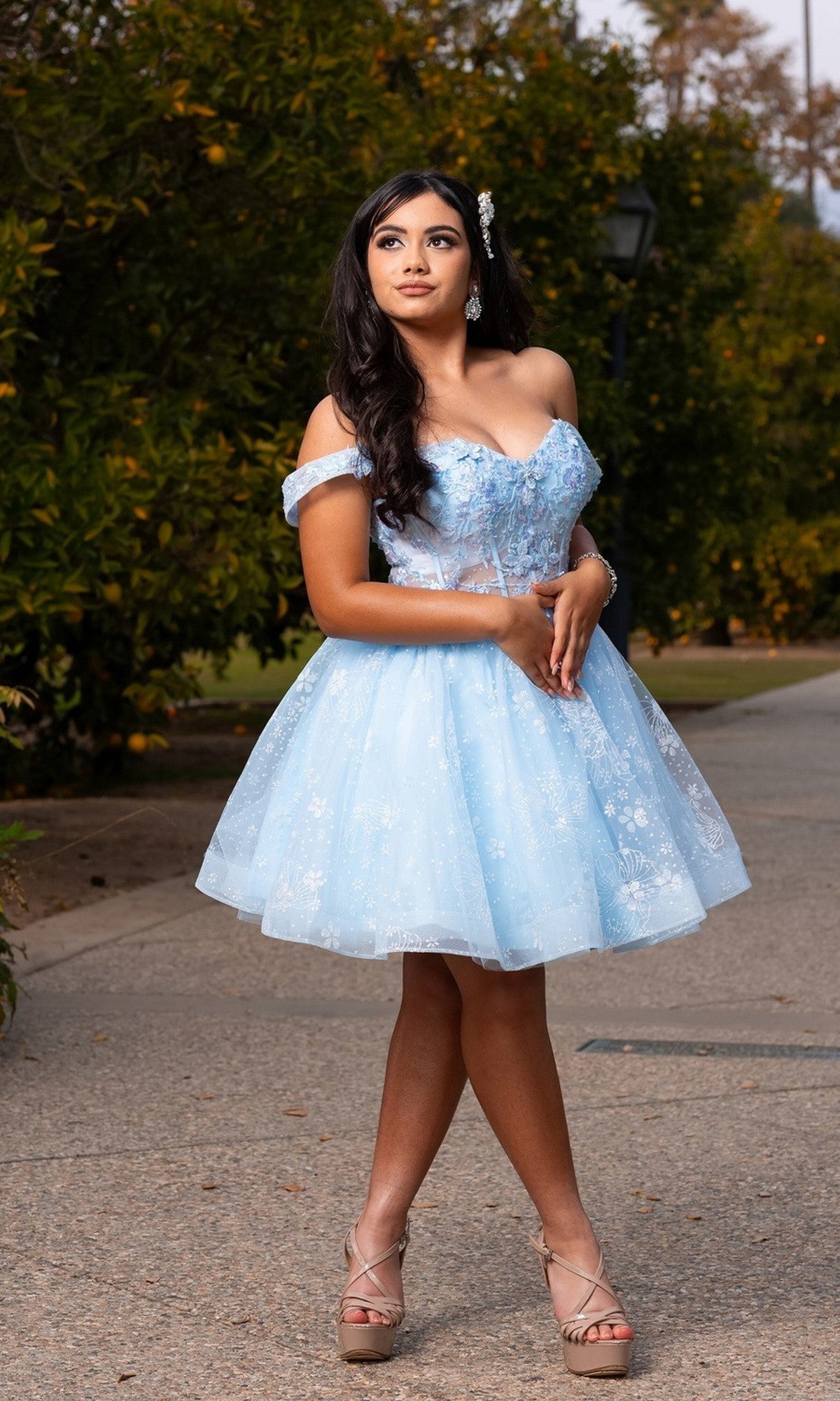 Sky Blue Chicas Short Cocktail Dress C377