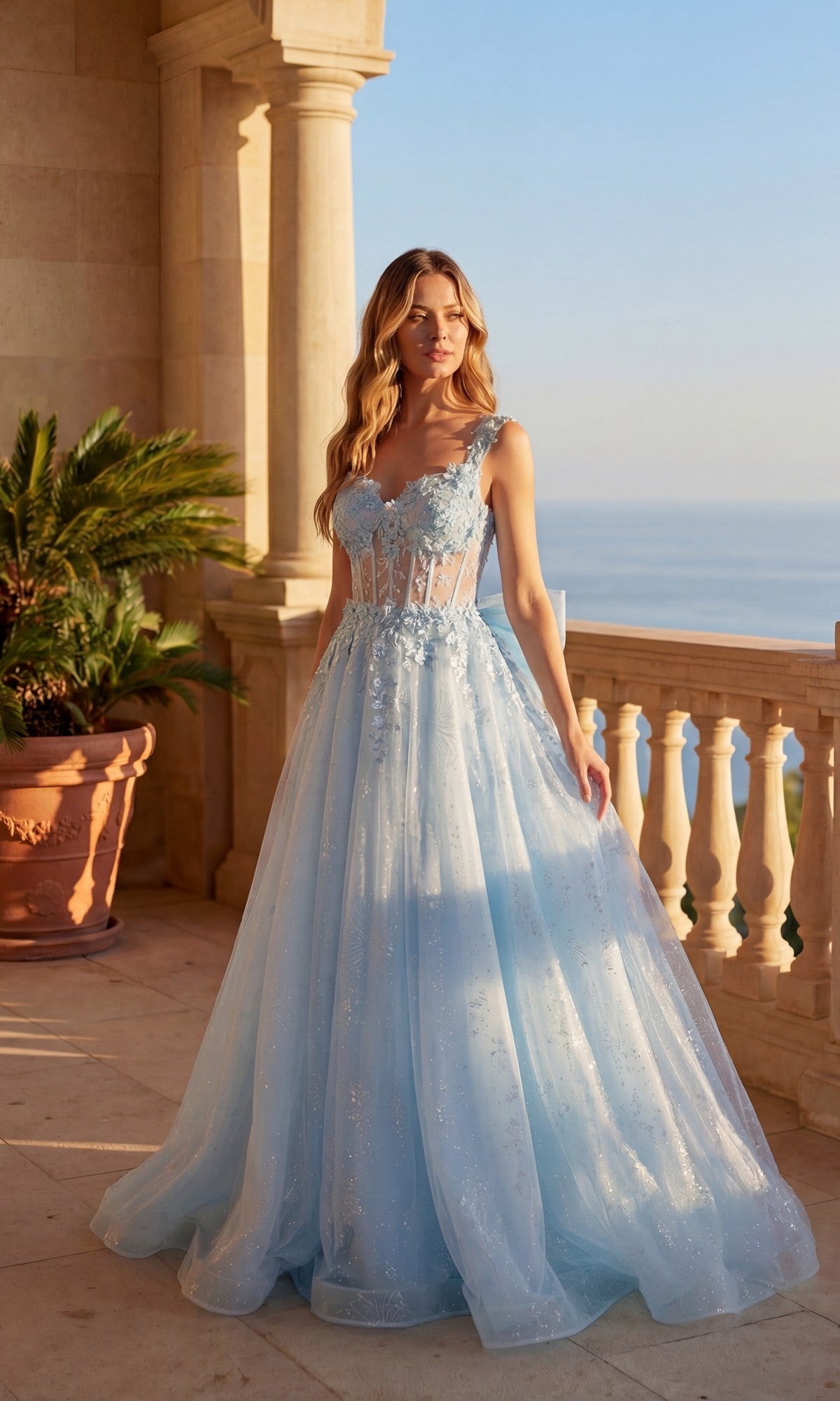 Sky Blue Chicas Long Formal Dress C379