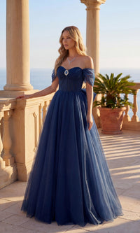 Navy Chicas Long Formal Dress C386