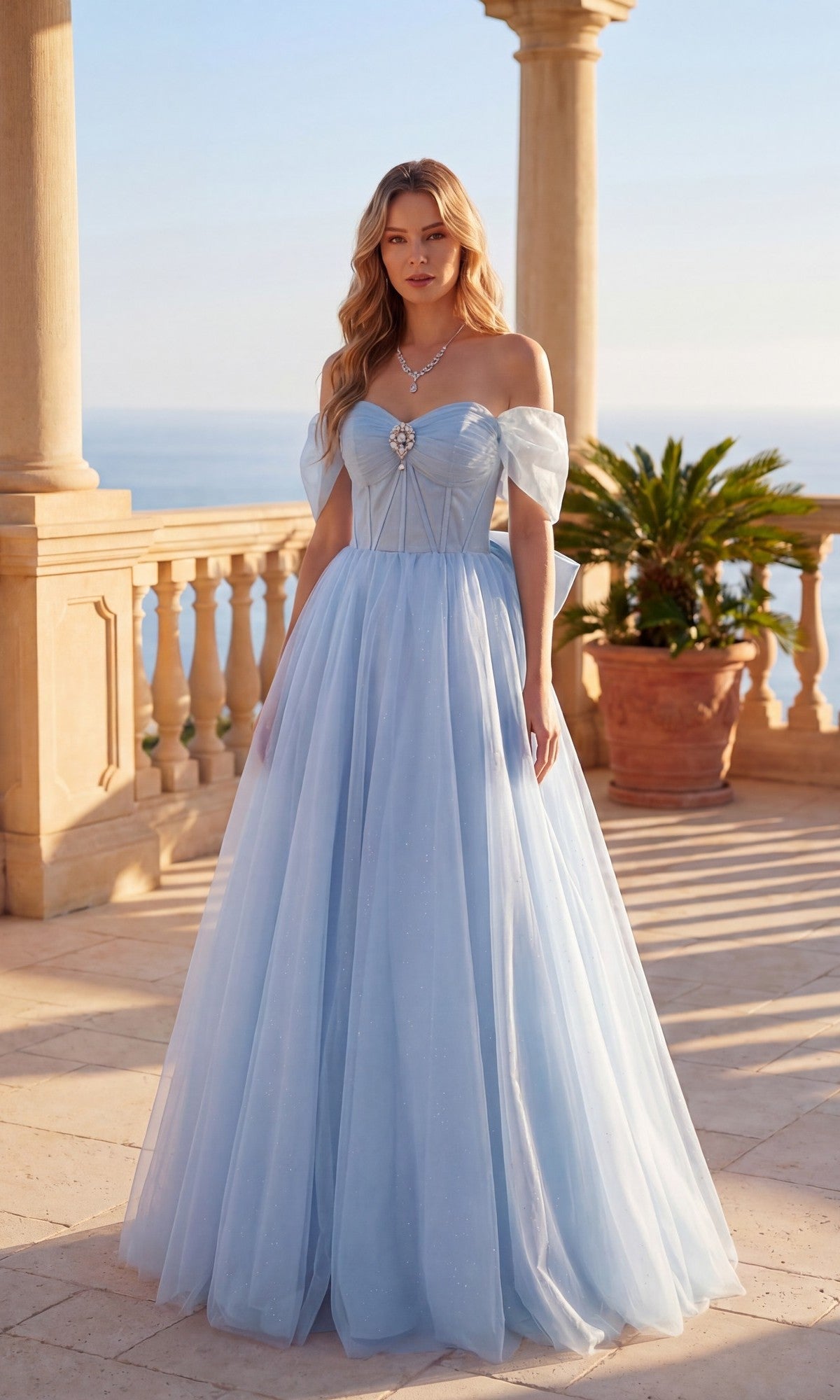 Sky Blue Chicas Long Formal Dress C386