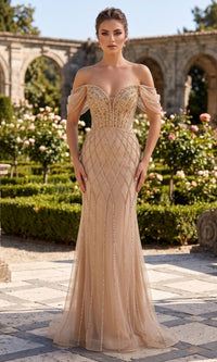 Champagne/Gold Chicas Long Formal Dress C390