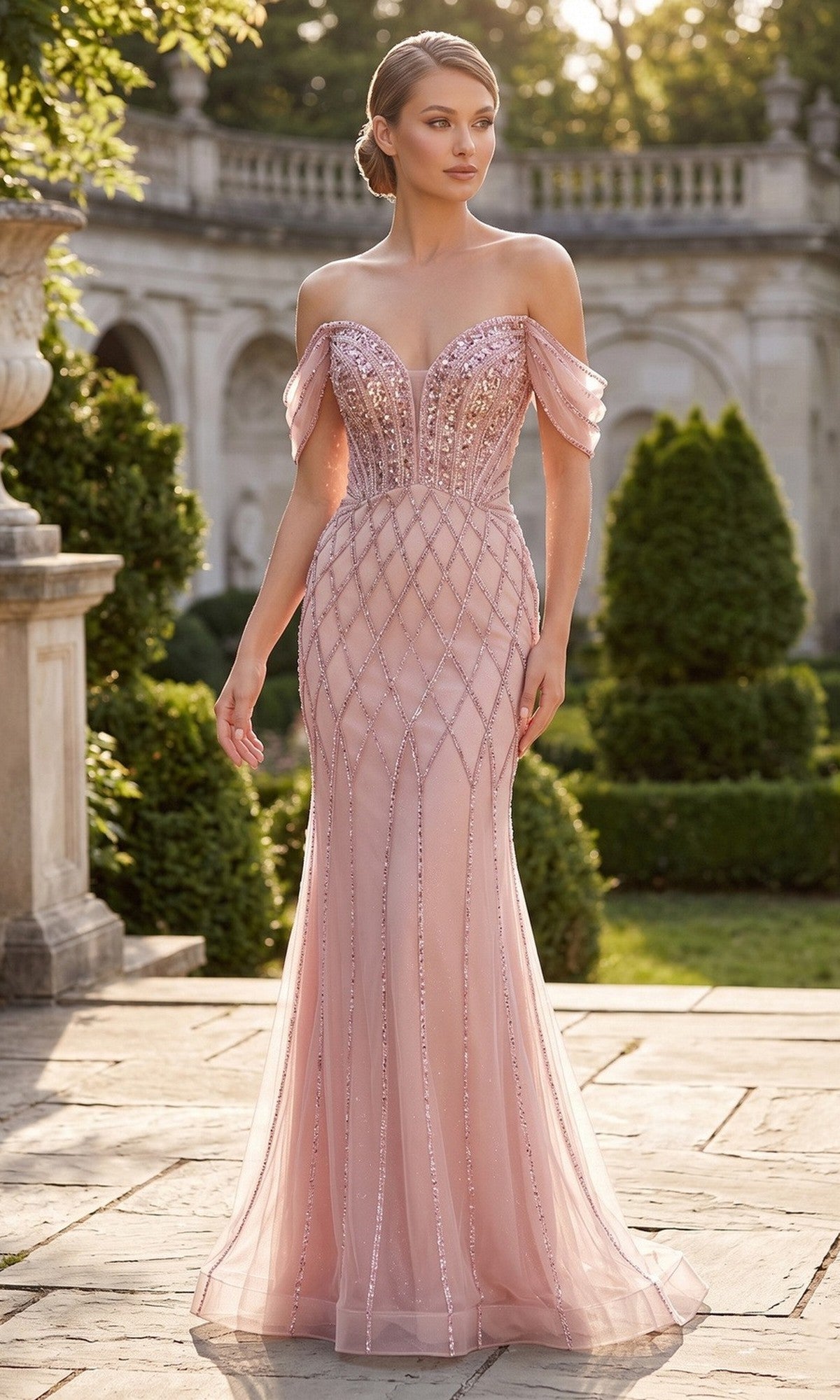 Rose Gold Chicas Long Formal Dress C390