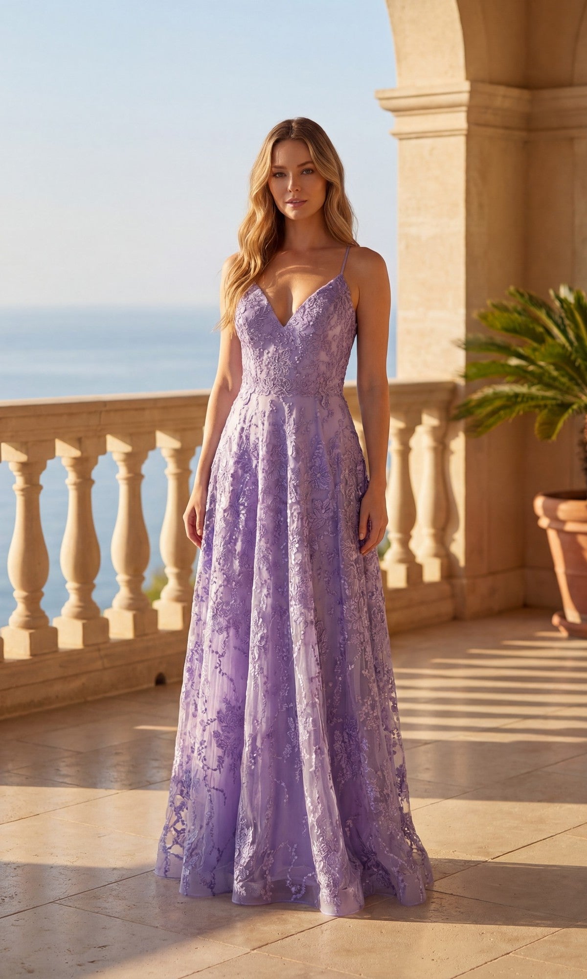 Lavender Chicas Long Formal Dress C804