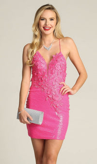Fuchsia Chicas Short Party Dress c807