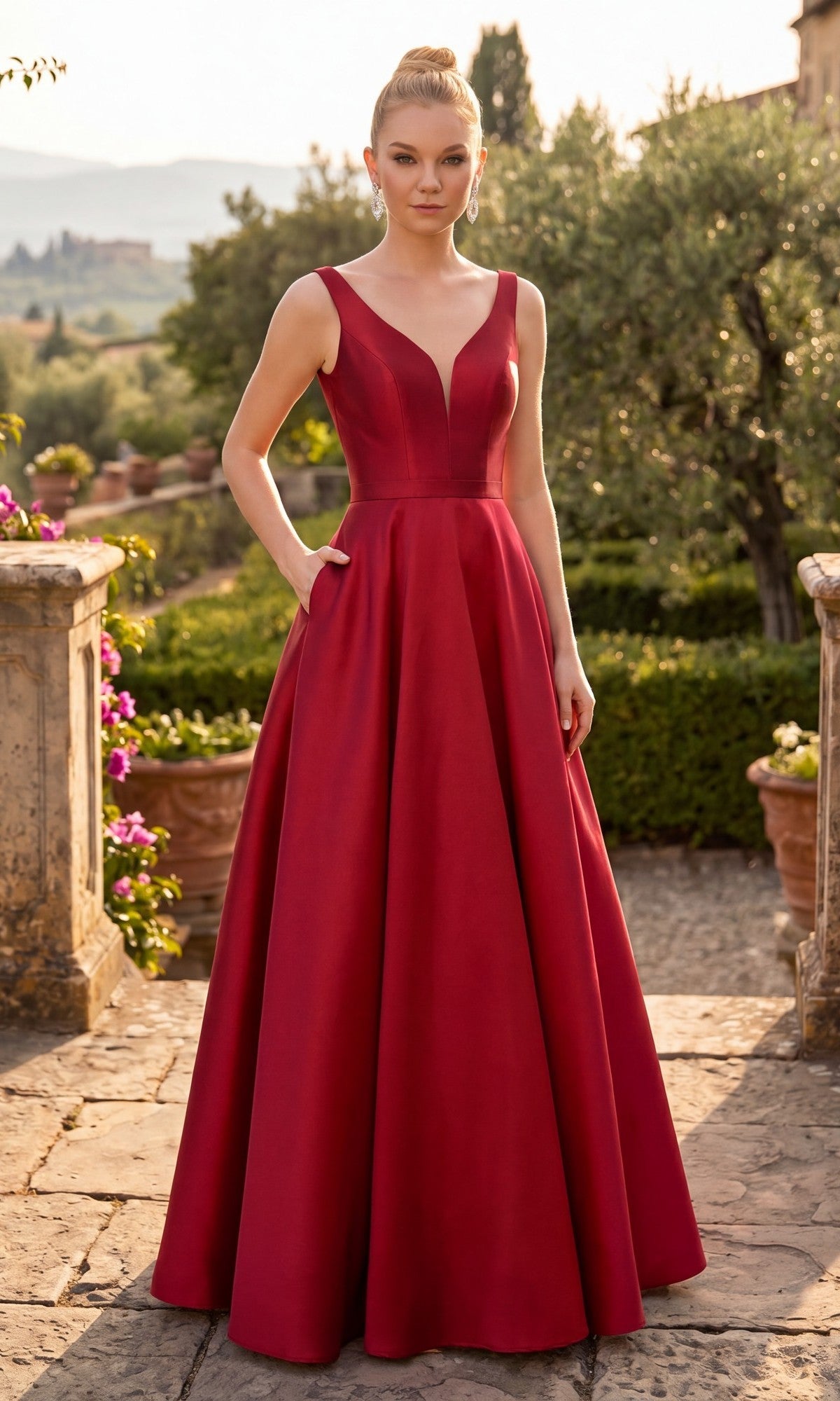 Burgundy Chicas Long Formal Dress C9188