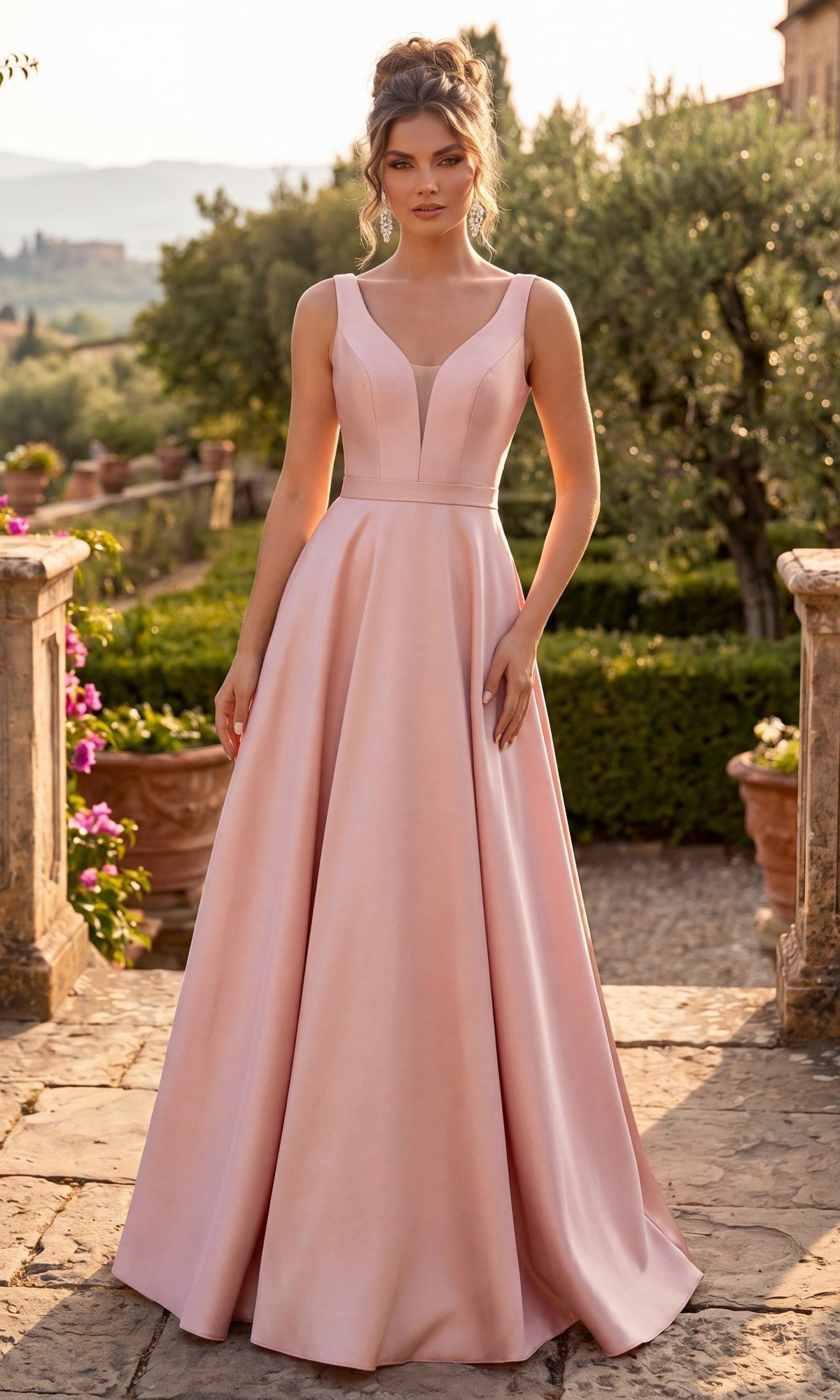 Rose/Pink Chicas Long Formal Dress C9188