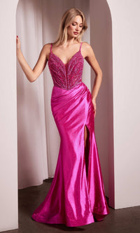 Fuchsia Ladivine Long Prom Dress CC0238