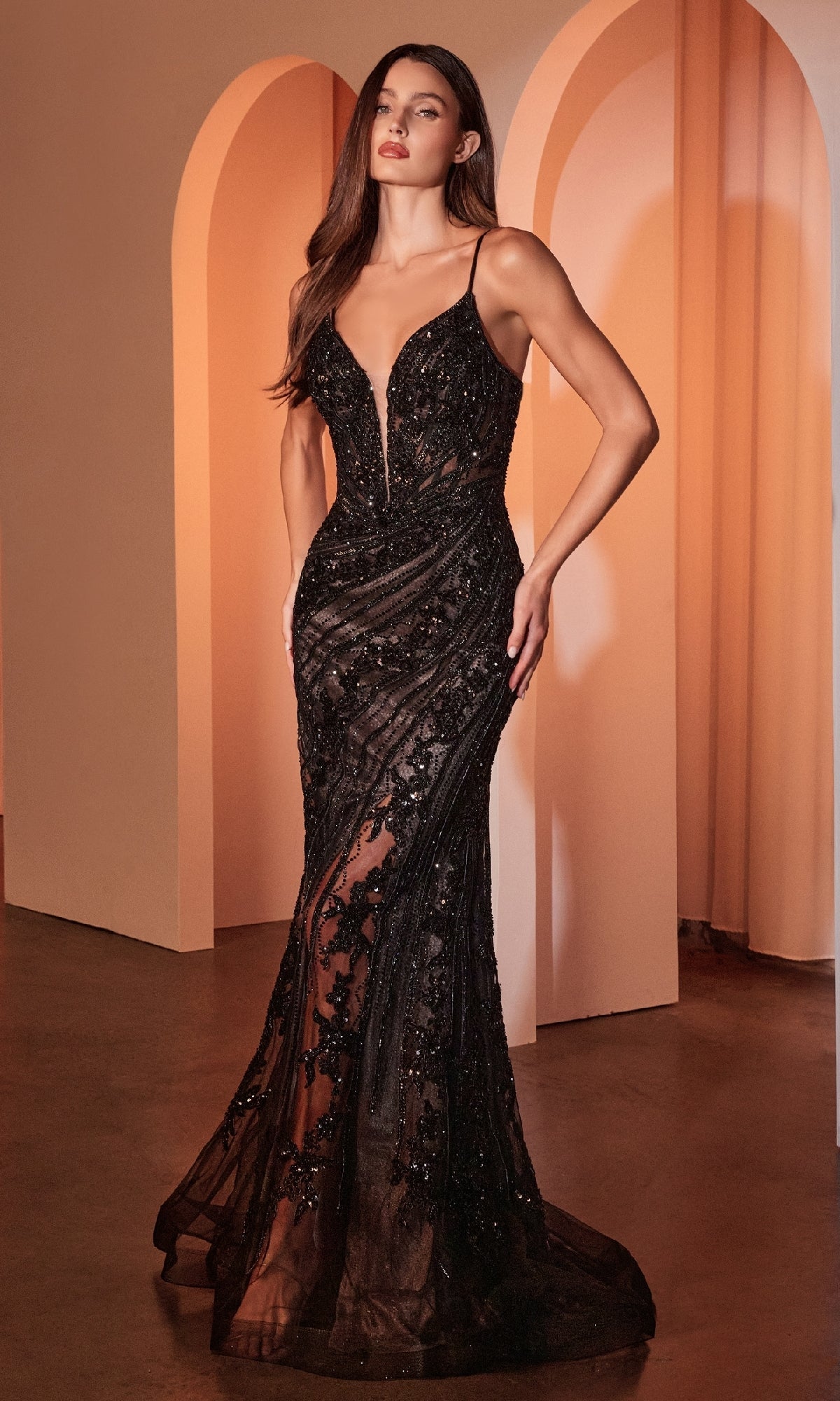 Ladivine CC0389 Prom Dress - Black-Nude | NewYorkDress Ladivine CC0389 Prom Dress - Black-Nude | NewYorkDress