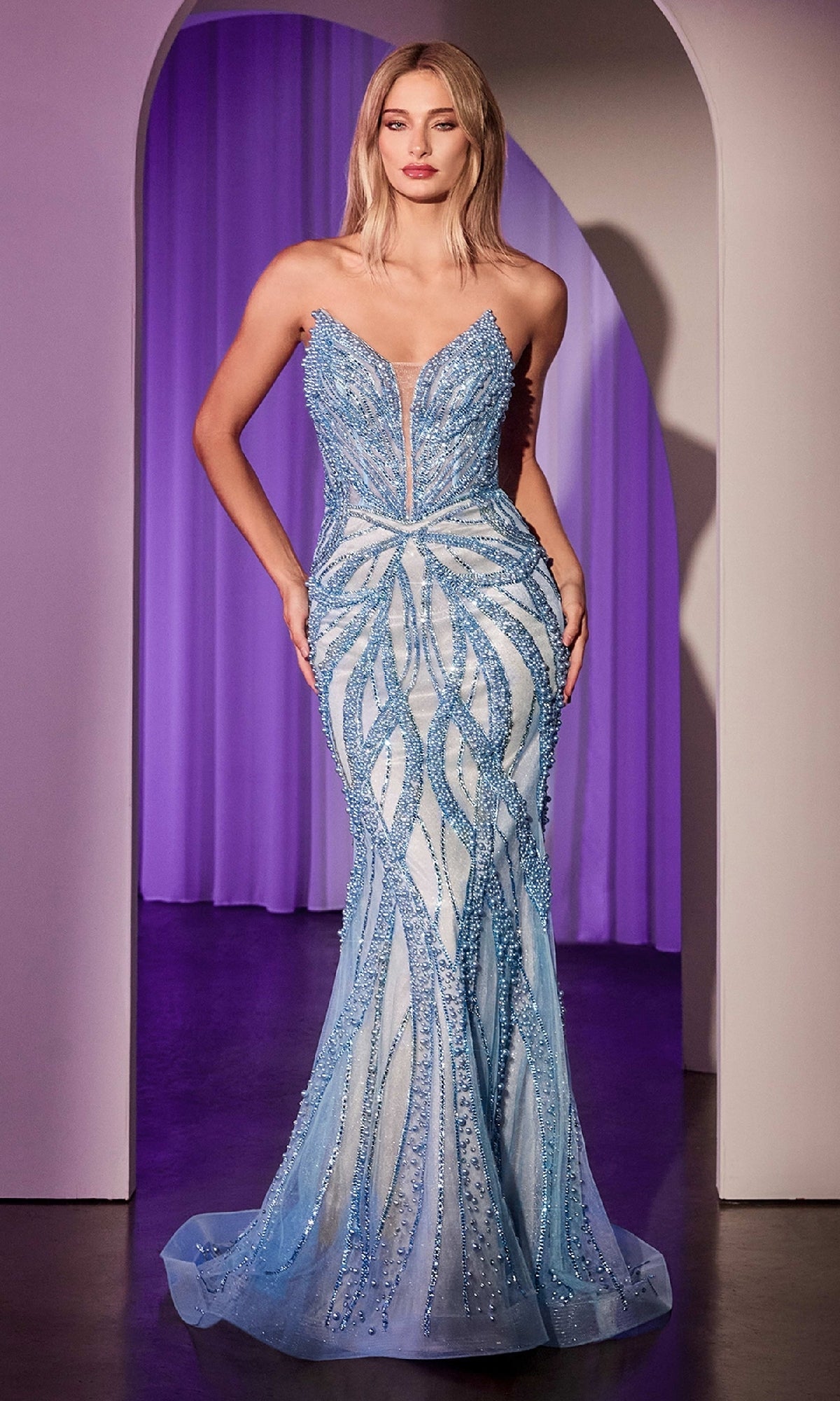Ladivine CC0688CL Prom Dress - Blue | NewYorkDress Ladivine CC0688CL Prom Dress - Blue | NewYorkDress