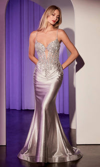 Silver Ladivine Long Formal Dress CC2401