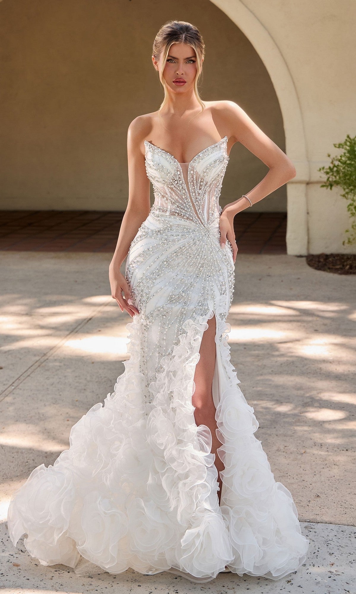 Off White Ladivine Long Formal Dress CC2488W