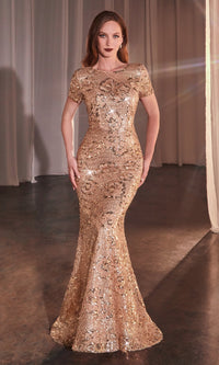 Rose Gold Ladivine Long Formal Dress CC3700