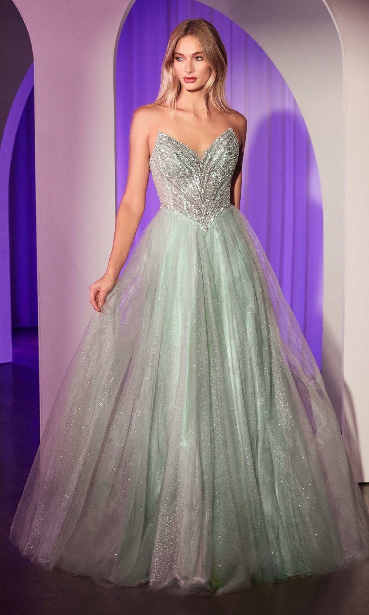Sage Ladivine Long Formal Dress CC415