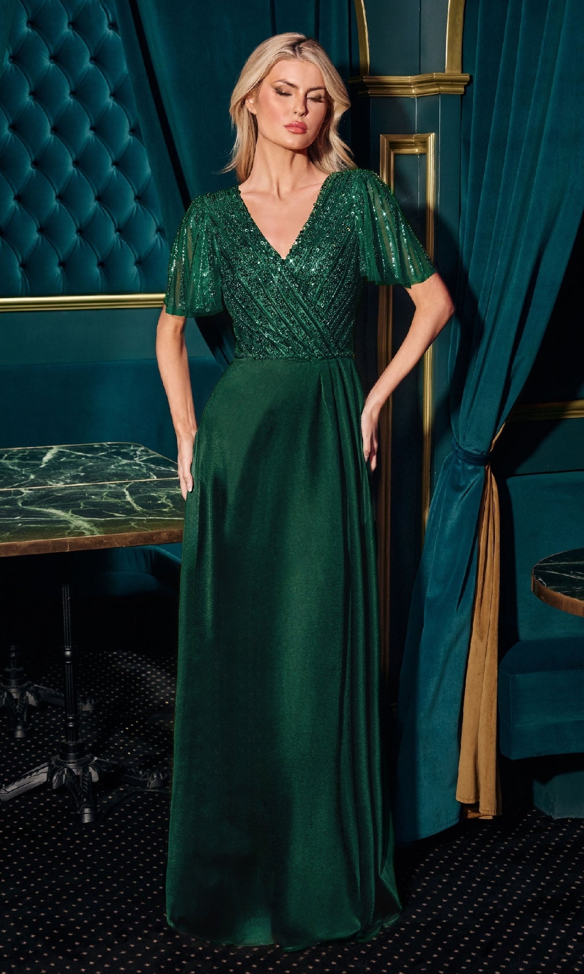 Emerald Ladivine Long Formal Dress cc447