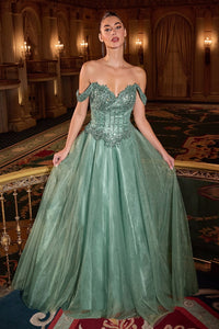 Dark Sage Ladivine Long Formal Dress CC471 - Image