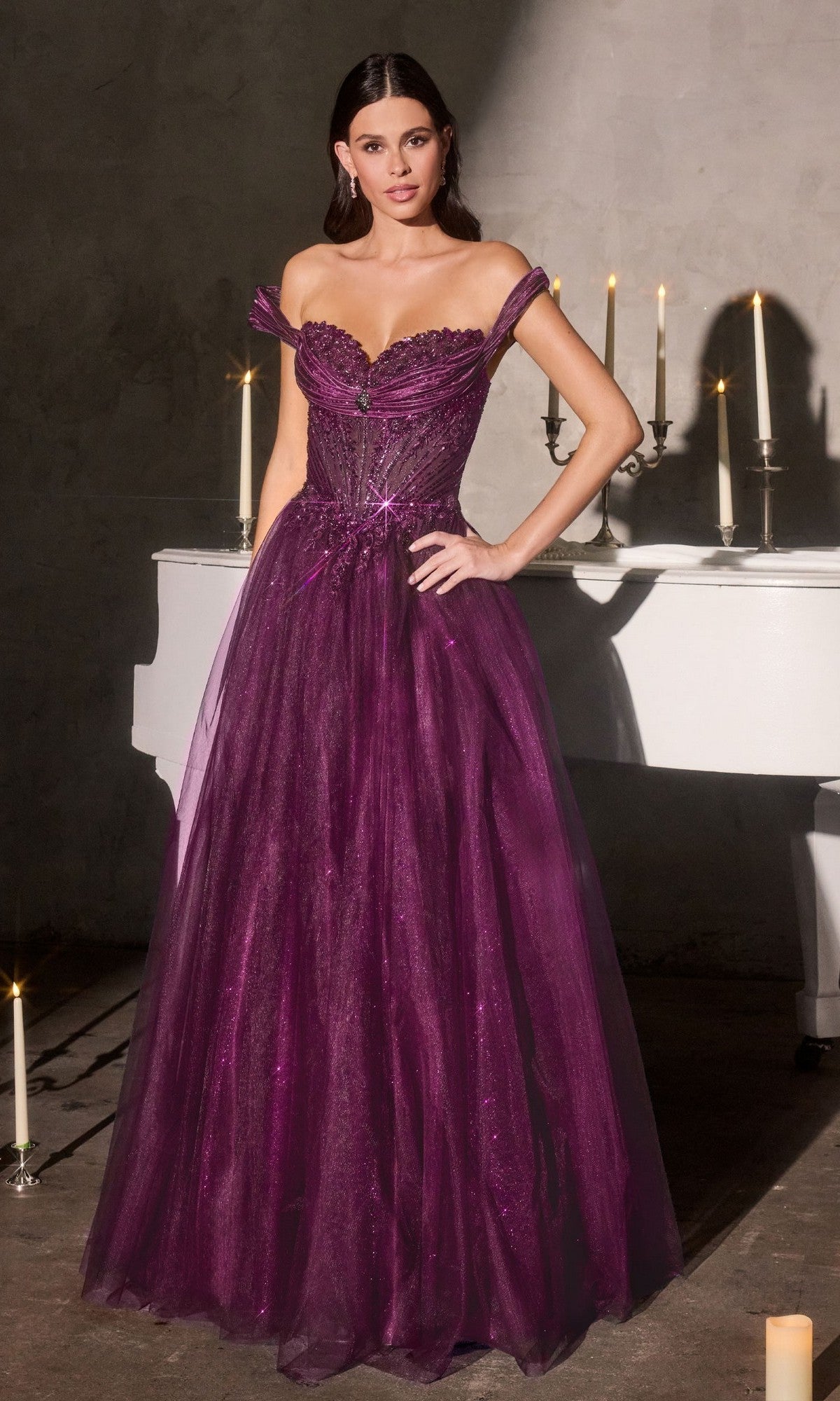 Eggplant Ladivine Long Prom Dress cc493 - Image