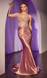 Rose Gold Ladivine Long Prom Dress CC8884