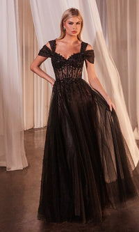 Black Nude Ladivine Long Formal Dress CD0237