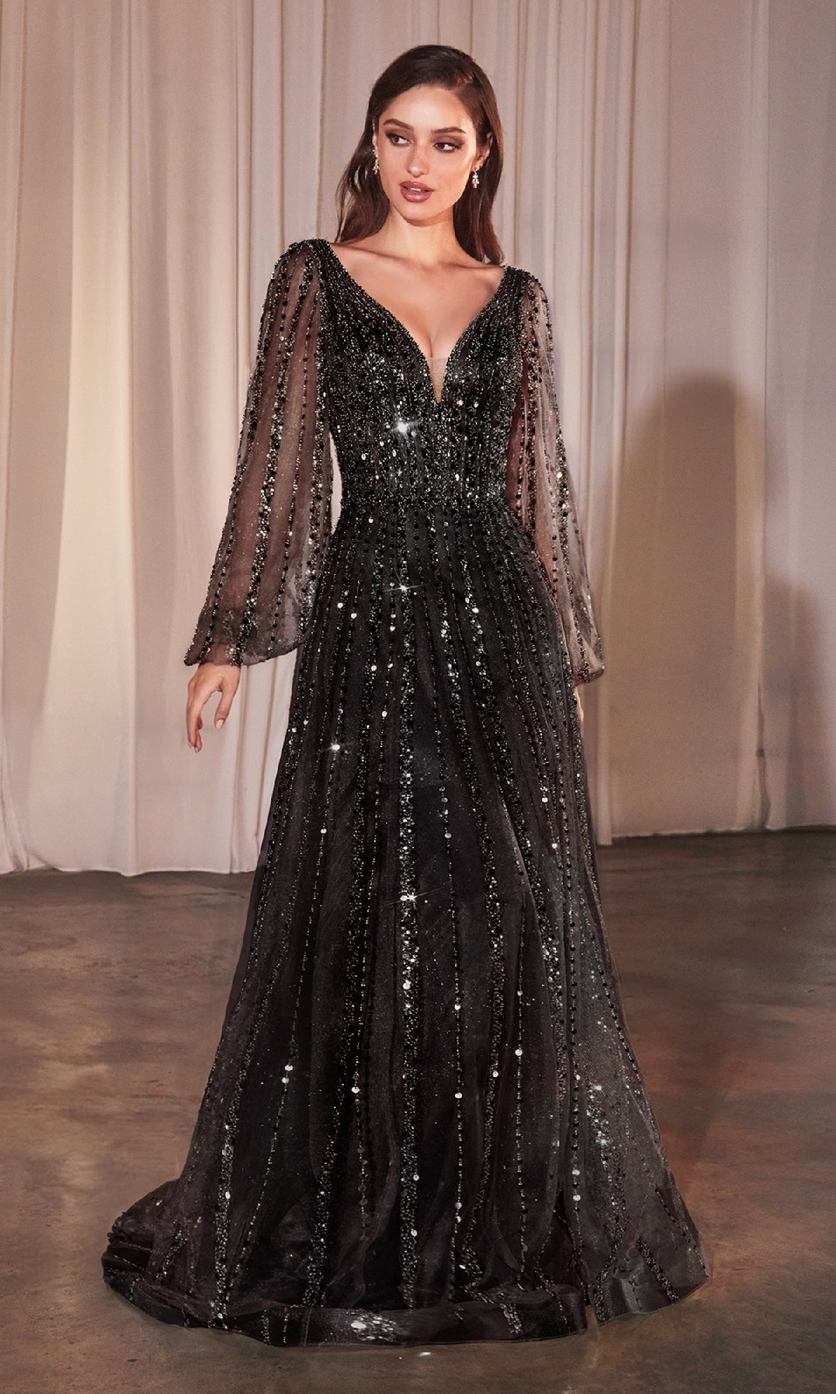Black Ladivine Long Formal Dress CD0240