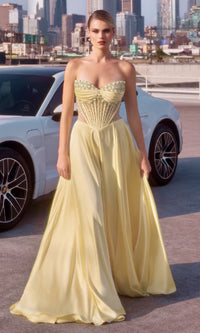 Light Yellow Ladivine Long Prom Dress CD297
