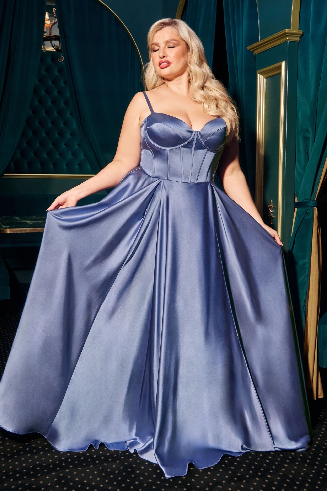 Smoky Blue Ladivine Long Formal Dress cd337c