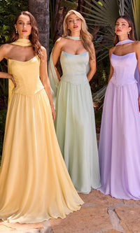 Light Yellow Ladivine Long Formal Dress CD386 - Image