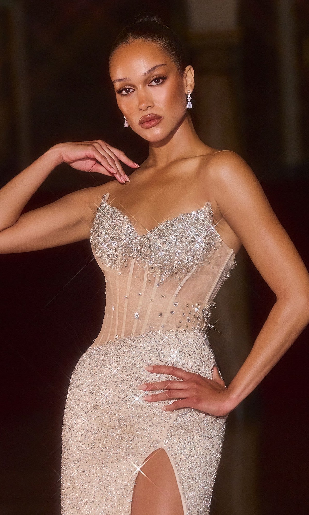 Ladivine CD404CL Prom Dress - Champagne | NewYorkDress Ladivine CD404CL Prom Dress - Champagne | NewYorkDress