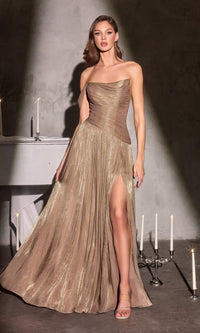 Mocha Ladivine Long Formal Dress CD409 - Image