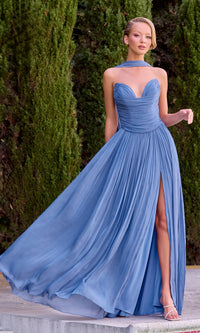 Periwinkle Ladivine Long Prom Dress cd410 - Image
