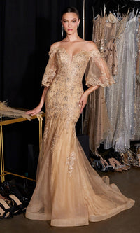 Gold Ladivine Long Formal Dress CD659