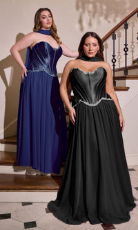 Navy Ladivine Long Formal Dress CD668C - Image