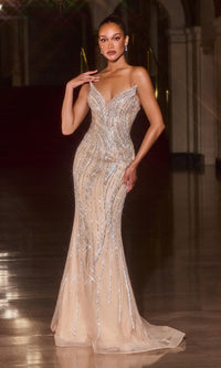 Gold Ladivine Long Prom Dress cd674 - Image