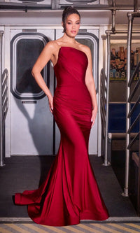 Burgundy Ladivine Long Formal Dress CD694 - Image