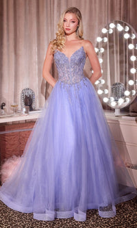 Blue Ladivine Long Formal Dress CD721 - Image