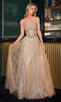 Gold Ladivine Long Formal Dress cd724