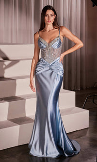 Dusty Blue Ladivine Long Prom Dress CD752
