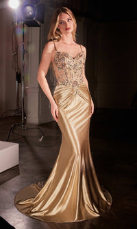 Gold Ladivine Long Formal Dress CD776