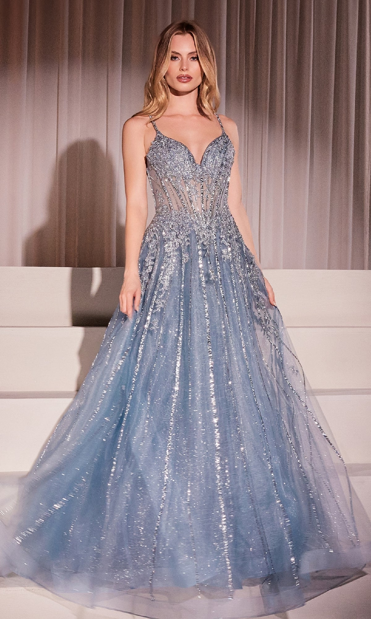 Blue Ladivine Long Formal Dress CD786