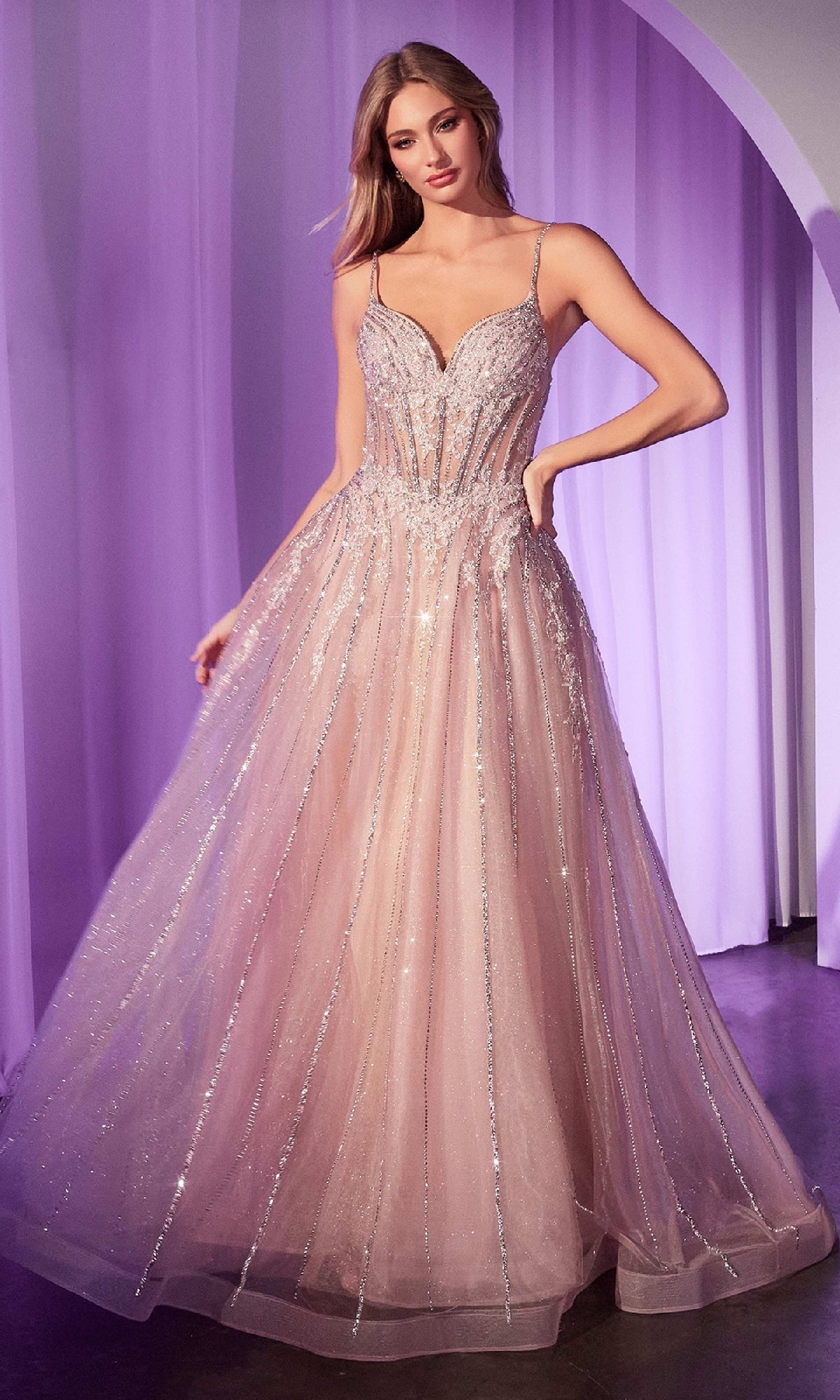 Dusty Rose Ladivine Long Formal Dress CD786