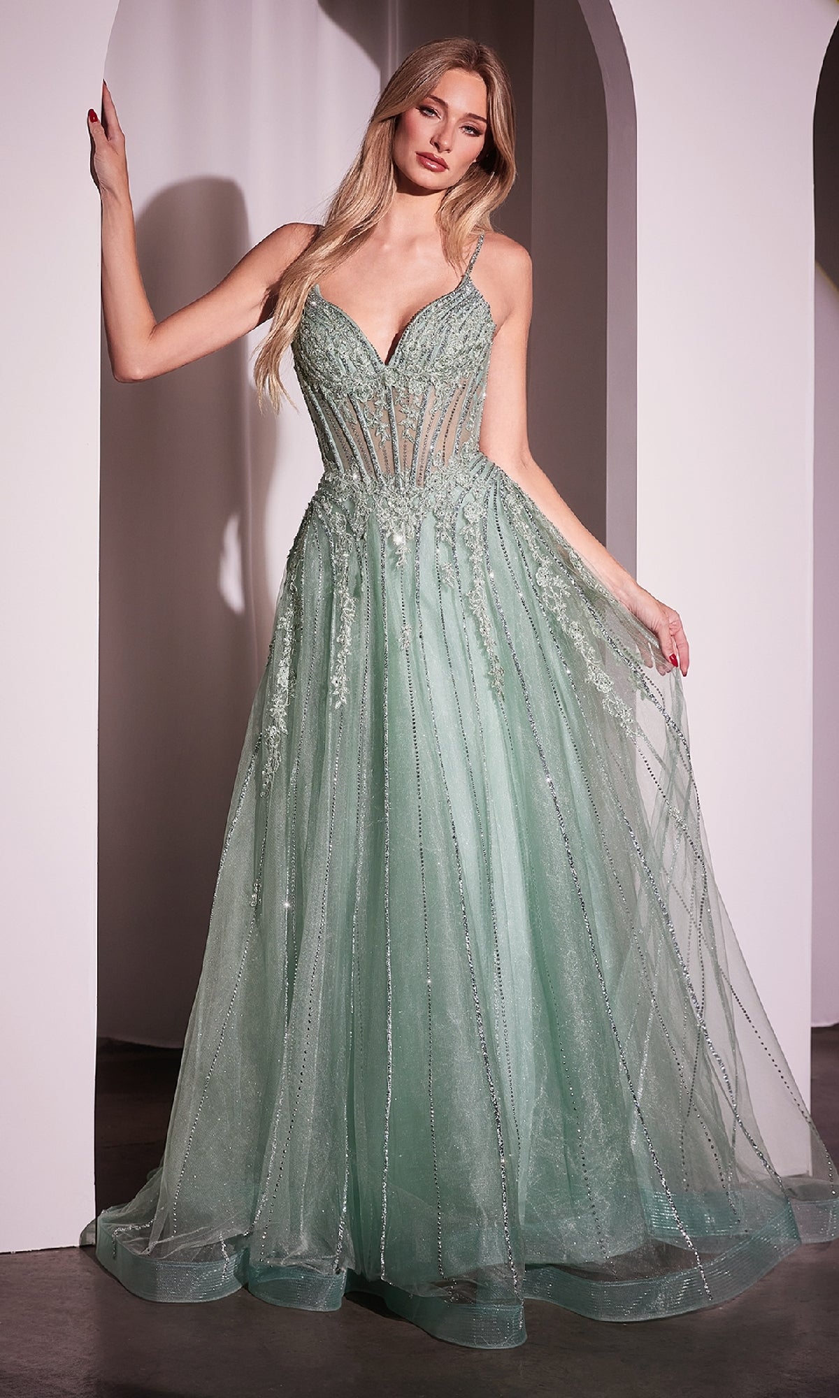 Ladivine CD786CL Prom Dress - Sage | NewYorkDress Ladivine CD786CL Prom Dress - Sage | NewYorkDress