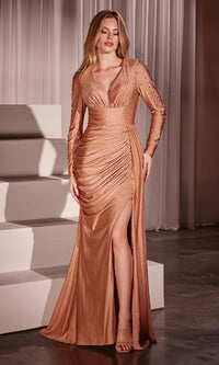 Rose Gold Ladivine Long Formal Dress CD788