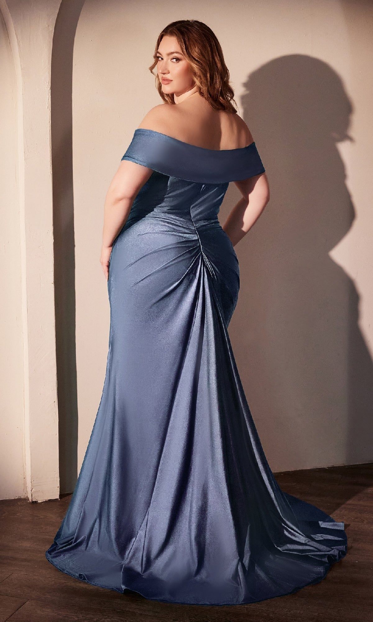 Smoky Blue Ladivine Long Formal Dress CD790C
